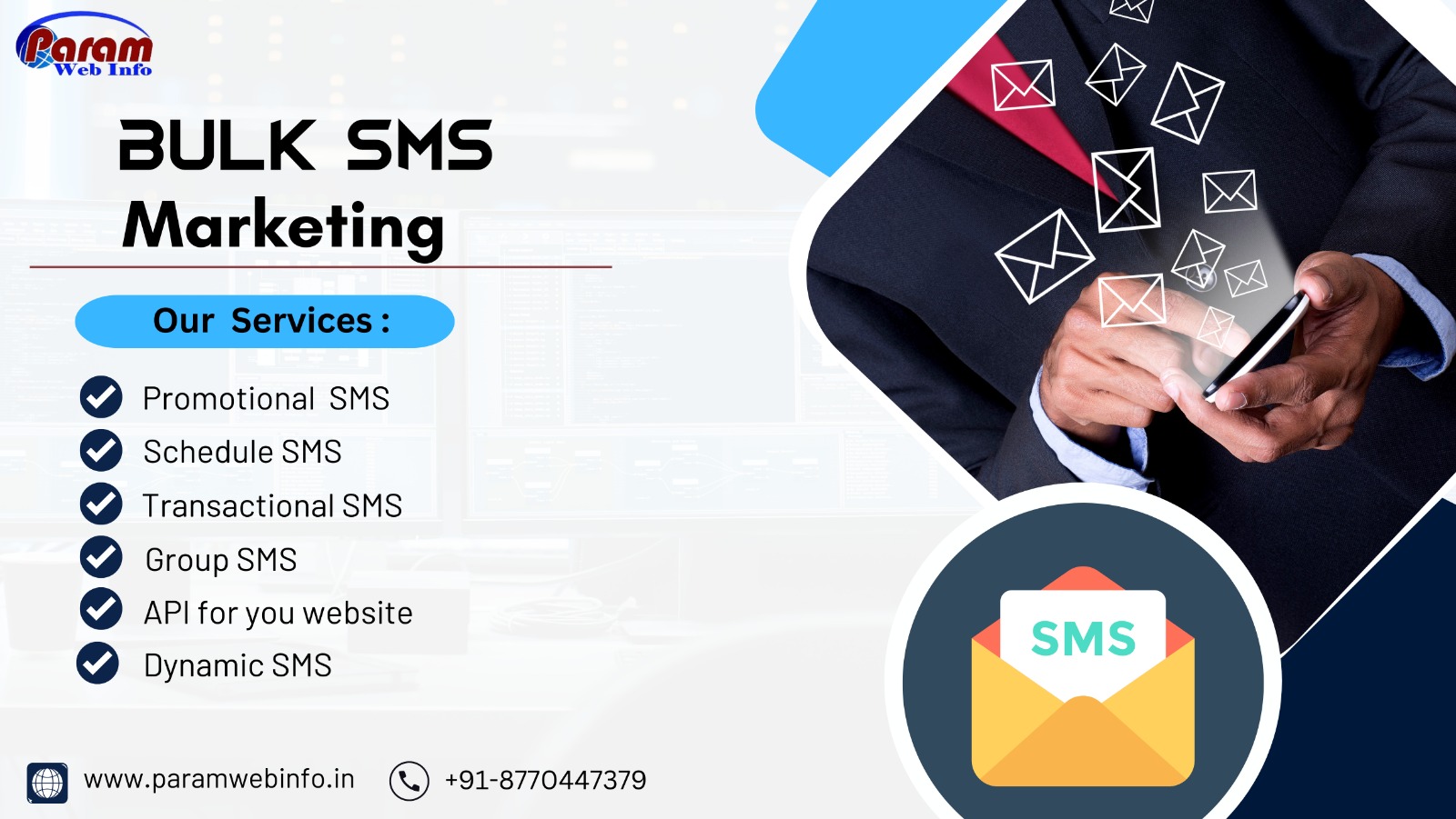 Bulk SMS marketing servicess by paramwebinfo Raipur Chhattisgarh
